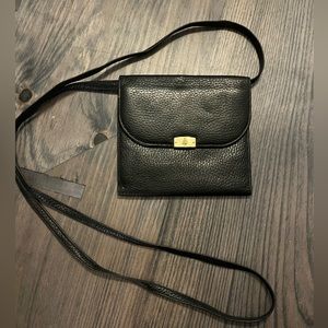 Vintage Mark Cross Black Pebble Travel Organizer Wallet crossbody